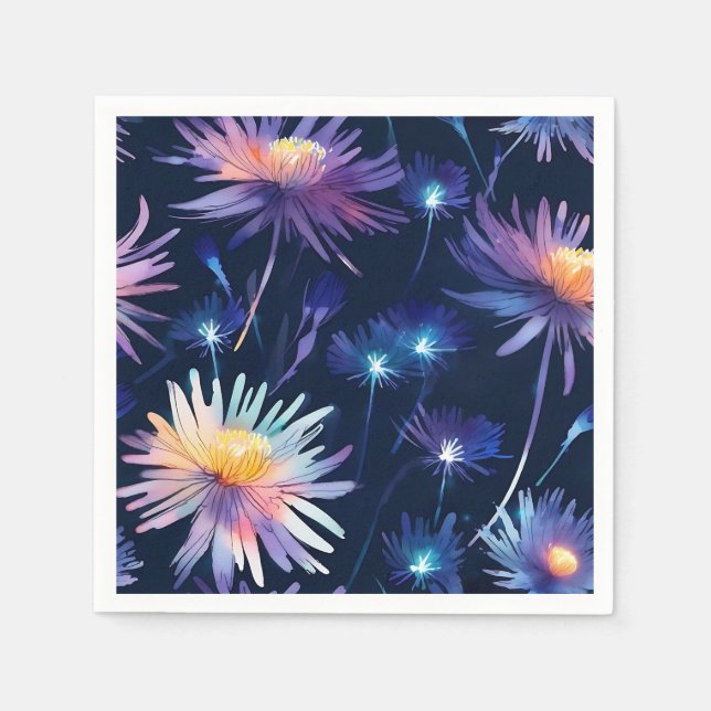 Ätherisches Night Bloom Biolumineszenz Aster Serviette (Vorderseite)