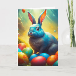 Ätherisches Osterhase mit Eiern Feiertagskarte