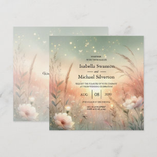 Ätherisches Pastell-Wildblumenfeld-Hochzeit Einladung