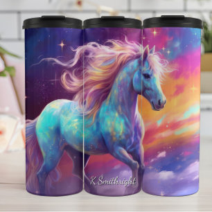 Ätherisches Pferd Rosa Mähne Sterne Thermosbecher