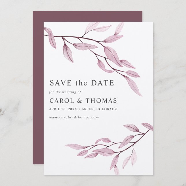 Ätherisches Rosa | schick VERTICAL Save the Date Einladung (Vorne/Hinten)