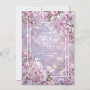 Ätherisches rosafarbenes Bokeh Kirschblüten Hochze Einladung