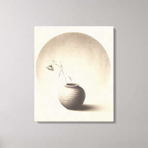 Ätherisches Sepia-Stillleben - Getrocknete Blume i Leinwanddruck