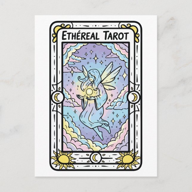 Ätherisches Tarot - Fee mit Kristallball Postkarte (Vorderseite)