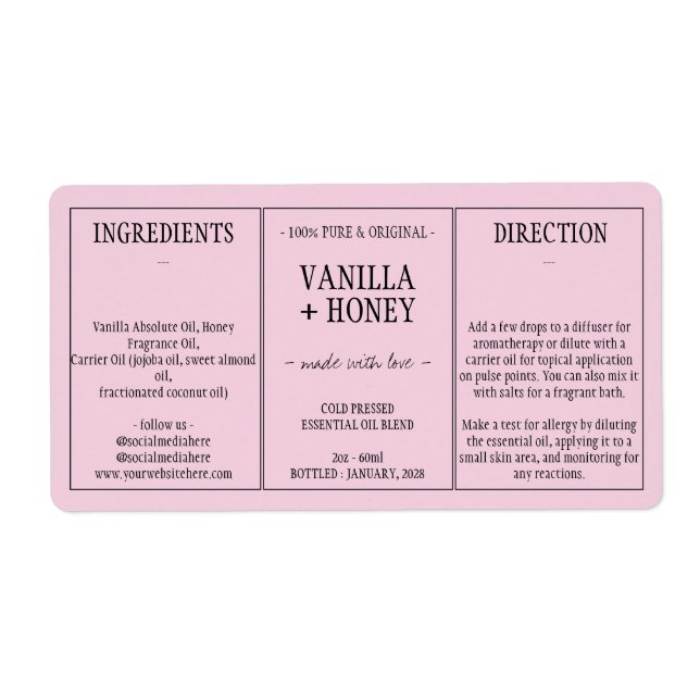 Ätheröl rosa Kosmetikflaschenhülle (Vorne)