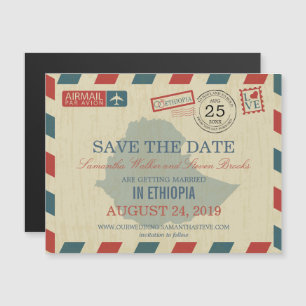 Äthiopien Antique Airmail Save the Date Magneteinladung