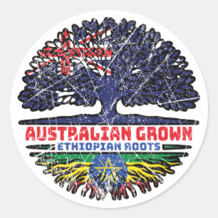 Äthiopien Äthiopien Australien Tree Roots Runder Aufkleber