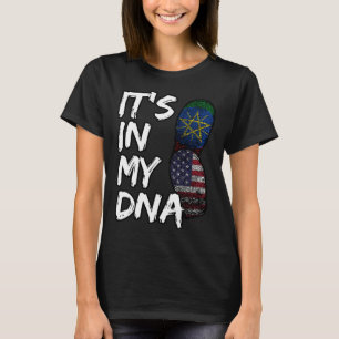 Äthiopien Äthiopier Afrika Flagge Stolz DNA Amerik T-Shirt