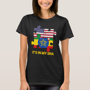 Äthiopien Äthiopier Afrika Flagge Stolz DNA Amerik T-Shirt