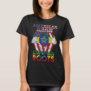 Äthiopien Äthiopier Afrika Flagge Stolz DNA Amerik T-Shirt