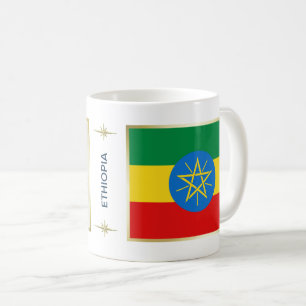 Äthiopien-Flagge + Karten-Tasse Kaffeetasse