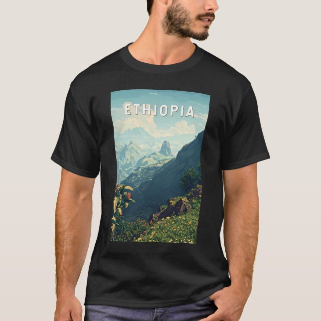 Äthiopien Illustration Travel Art Vintag T-Shirt (Vorderseite)