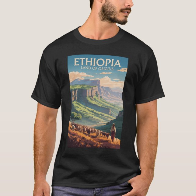 Äthiopien Schäfer Herd Travel Art Vintag T-Shirt (Vorderseite)