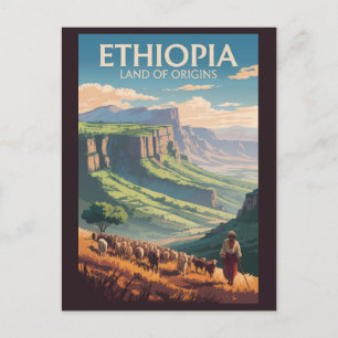 Äthiopien Schäfer Herde Reise Kunst Vintage Postkarte