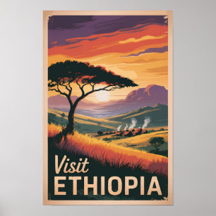 Äthiopien Sonnenuntergang Reise Kunst Vintage Poster