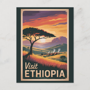 Äthiopien Sonnenuntergang Reise Kunst Vintage Postkarte