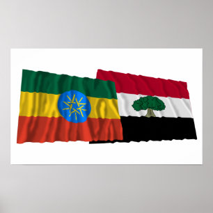 Äthiopien und Oromia Waving Fahnen Poster