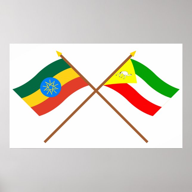 Äthiopien und Somalia - Grenzflaggen Poster (Vorne)