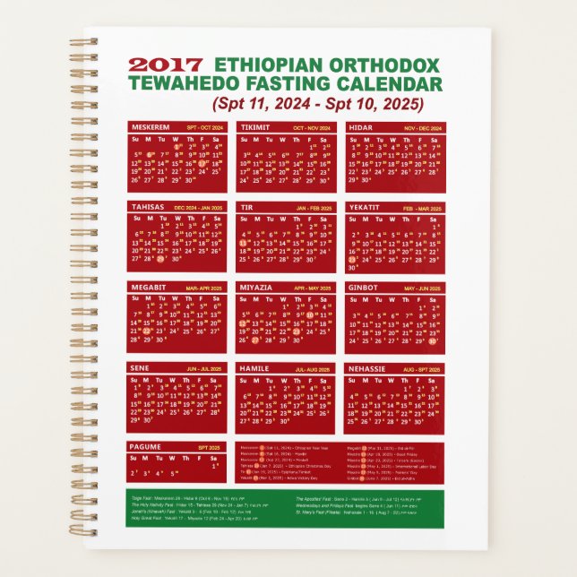 Äthiopisch-orthodoxer Fasting Calendar 2024/25 Planer (Vorderseite)