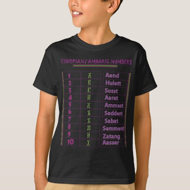 Äthiopische/Amharic-Zahlen T-Shirt (Vorderseite)