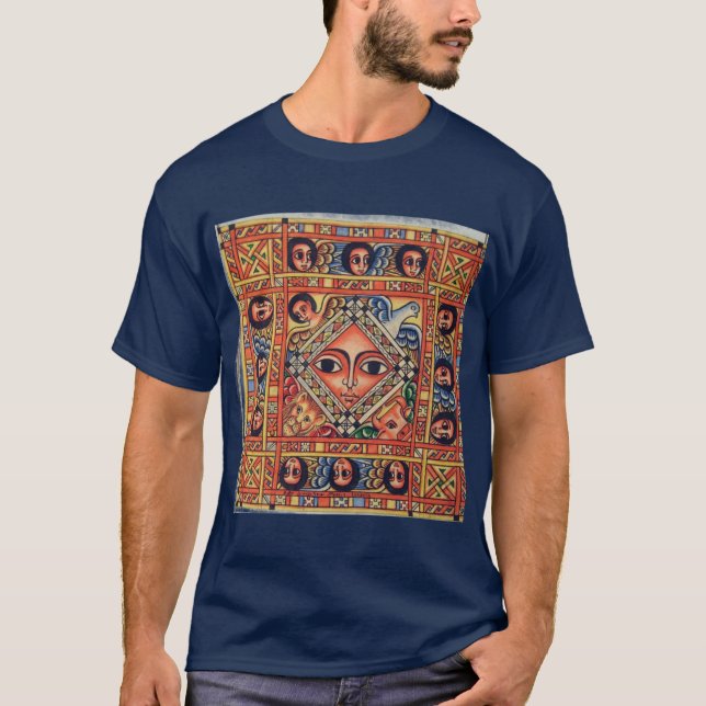 Äthiopische Bibel-Kirchen-Malerei - blauer T - T-Shirt (Vorderseite)