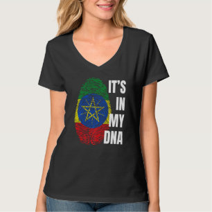 Äthiopische Flagge DNA Fingerprint Schwarze Geschi T-Shirt