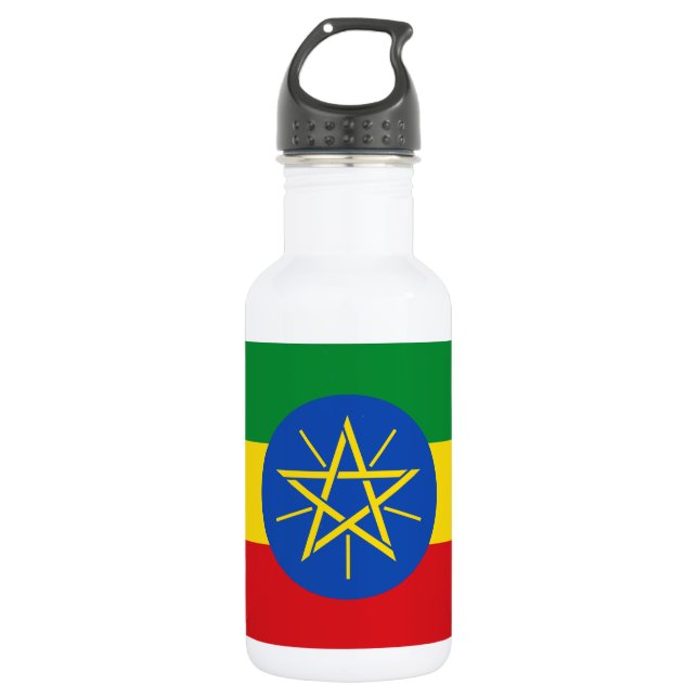 Äthiopische Flagge Edelstahlflasche (Vorderseite)