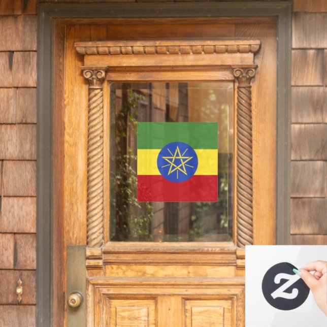 Äthiopische Flagge Fensteraufkleber (Haustür)