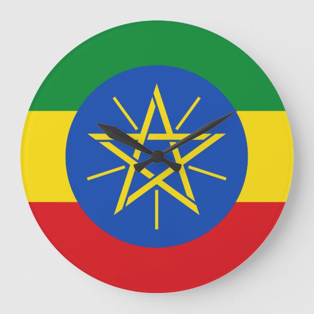Äthiopische Flagge Große Wanduhr (Vorderseite)