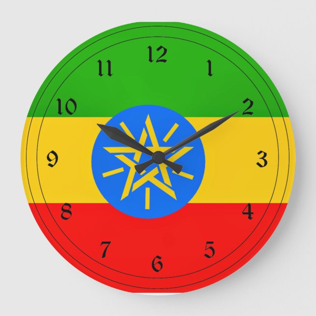 Äthiopische Flagge Große Wanduhr (Vorderseite)