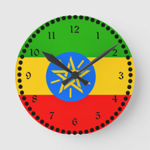 Äthiopische Flagge Runde Wanduhr
