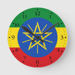 Äthiopische Flagge Runde Wanduhr