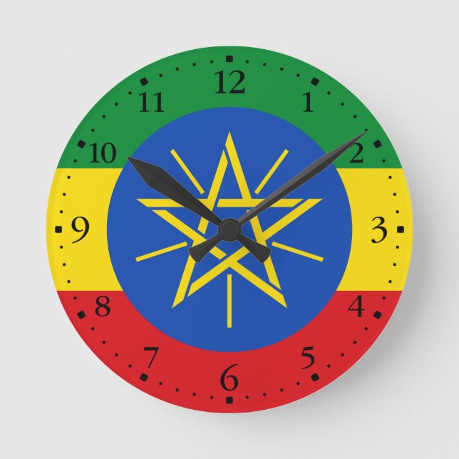 Äthiopische Flagge Runde Wanduhr (Vorderseite)