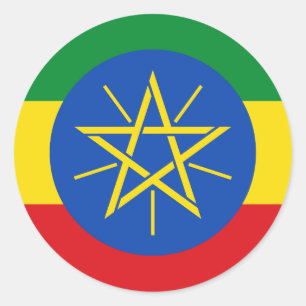 Äthiopische Flagge Runder Aufkleber