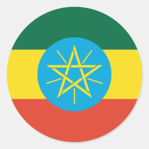 Äthiopische Flagge Runder Aufkleber