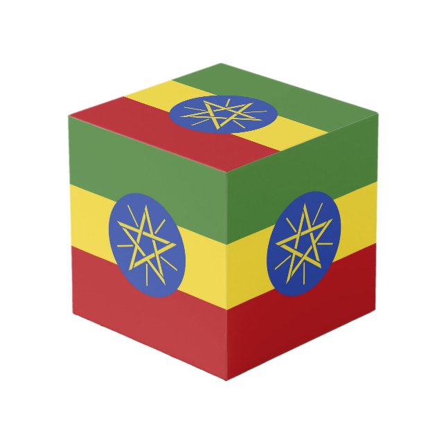 Äthiopische Flagge Würfel (Vorderseite Schrägansicht)