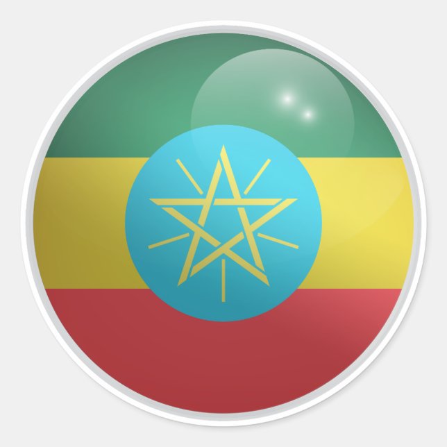 Äthiopische Glossy Circle Flag Runder Aufkleber (Vorderseite)