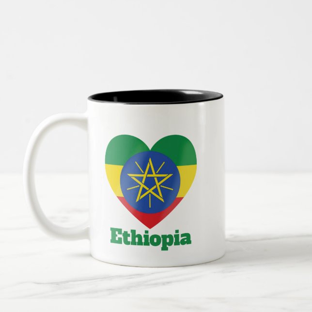 äthiopische Herzenflagge Zweifarbige Tasse (Links)