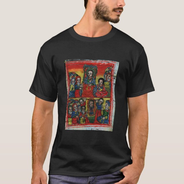 Äthiopische Kirchen-Malerei - T - Shirt schwarzes (Vorderseite)