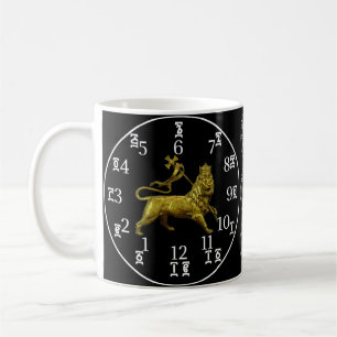 Äthiopische Lion Clock-Tasse - Amharisch-englisch Kaffeetasse