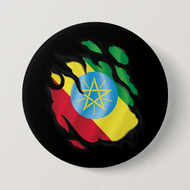 Äthiopische Rippenflagge Button (Vorderseite)