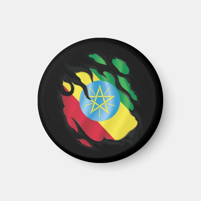 Äthiopische Rippenflagge Magnet (Vorne)