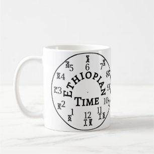 Äthiopische Uhr der Zeiterzählung - Amharic & En Kaffeetasse