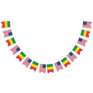 Äthiopische und amerikanische Flaggen Seite an Sei