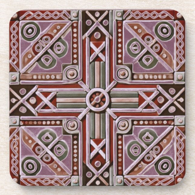 Äthiopischer Design beeinflusst harten Kunststoff- Getränkeuntersetzer (Vorderseite)