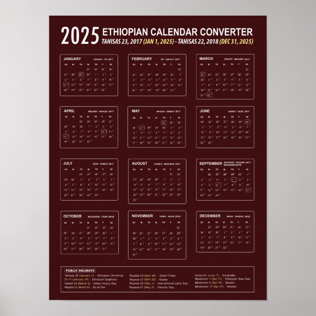 Äthiopischer Kalender-Konverter 2025 Poster (Vorne)