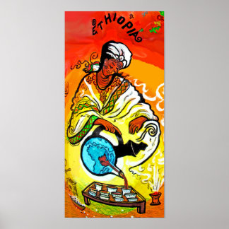 Äthiopischer Mann in Turban Pouring Tee Poster