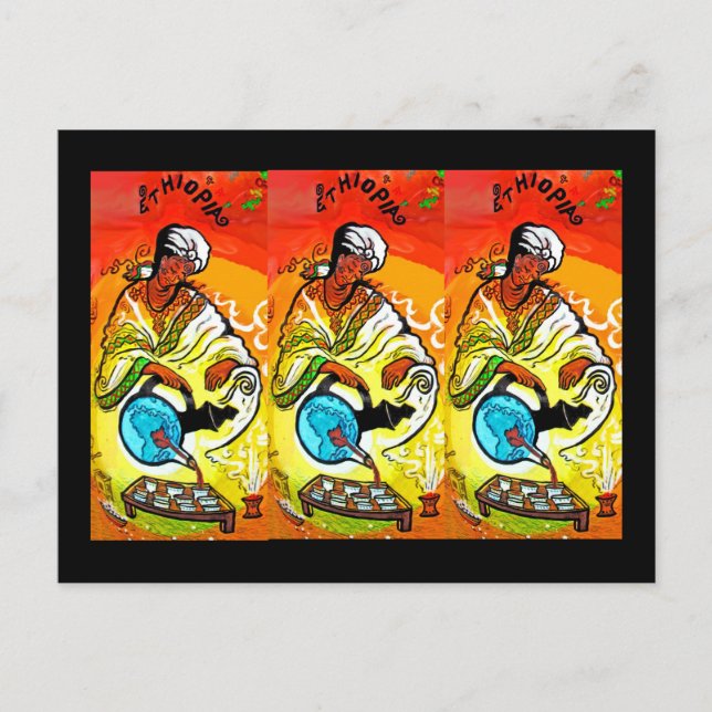 Äthiopischer Mann in Turban Pouring Tee Postkarte (Vorderseite)