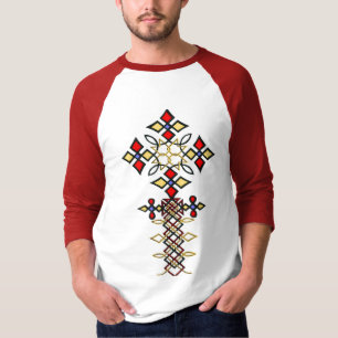 Äthiopischer Rootz Traditioneller Cross Sleeve T  T-Shirt