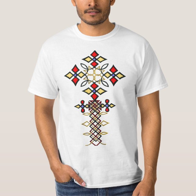 Äthiopischer Rootz Traditioneller Cross T - Shirt (Vorderseite)
